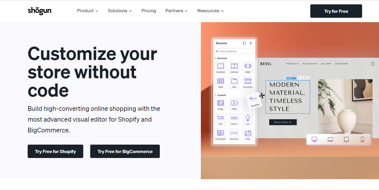 page builder app shopify